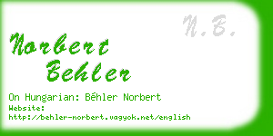 norbert behler business card